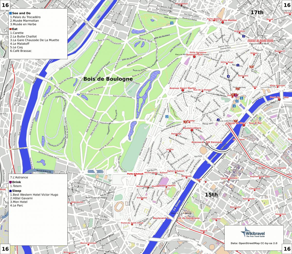 Mapa 16. arrondissement Paříže