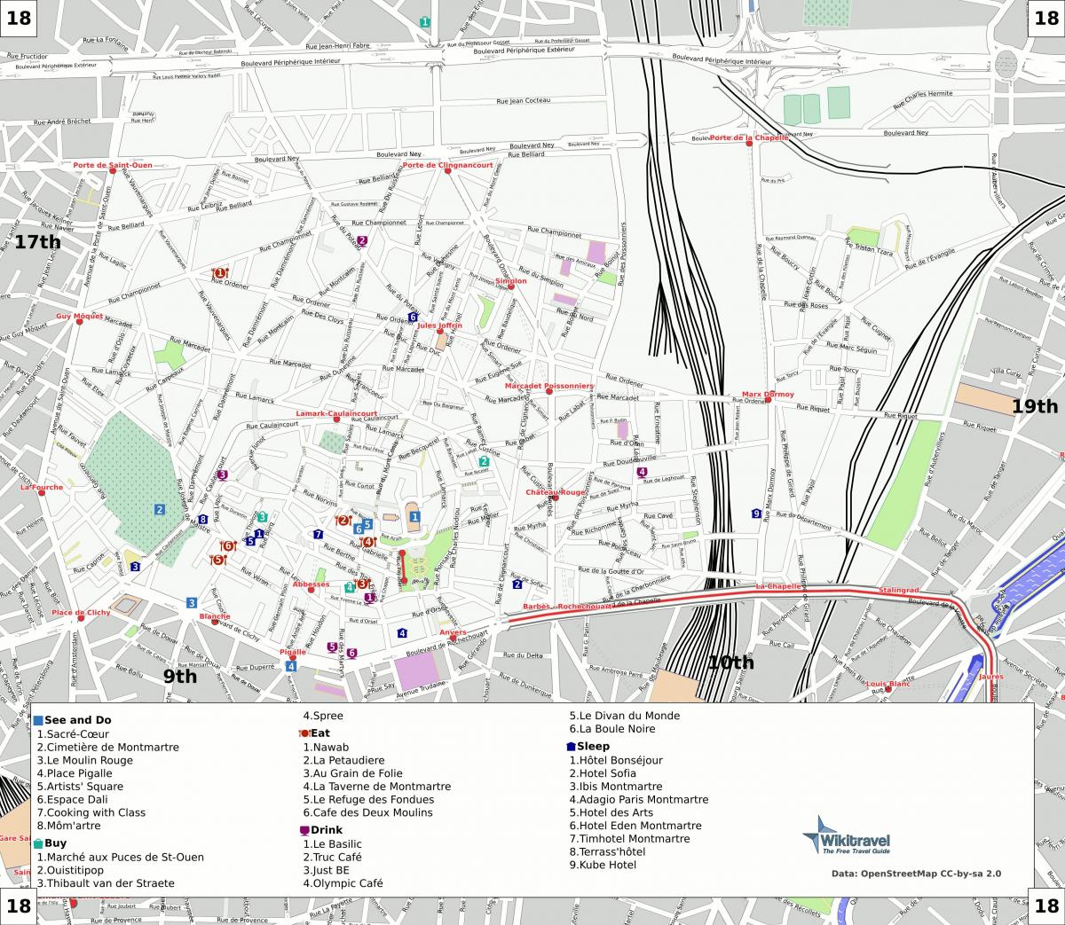 Mapy z 18. arrondissement Paříže