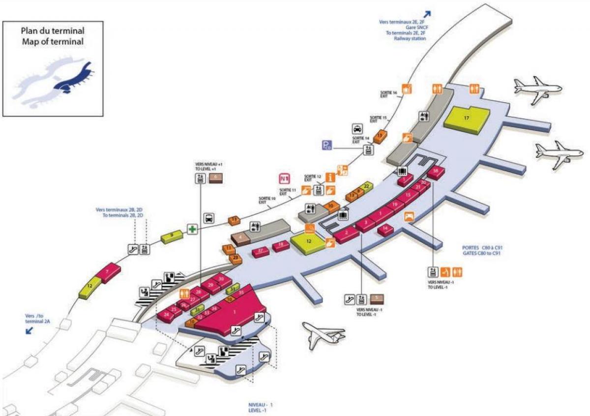 Mapa CDG letiště terminál 2C