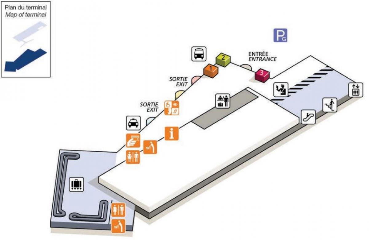 Mapa CDG letiště terminál 2G