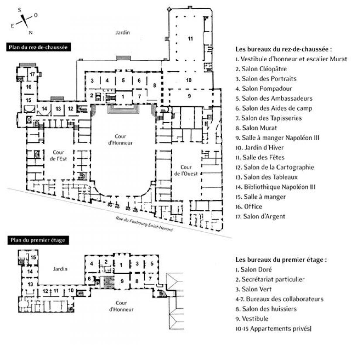 Mapa Elysejském Paláci