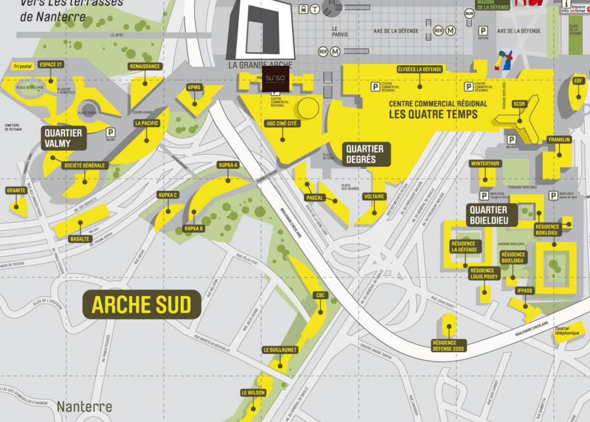 Mapa La Défense Jižní Arche