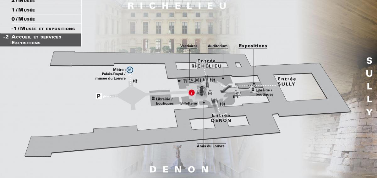 Mapa Muzeum Louvre Úrovni -2