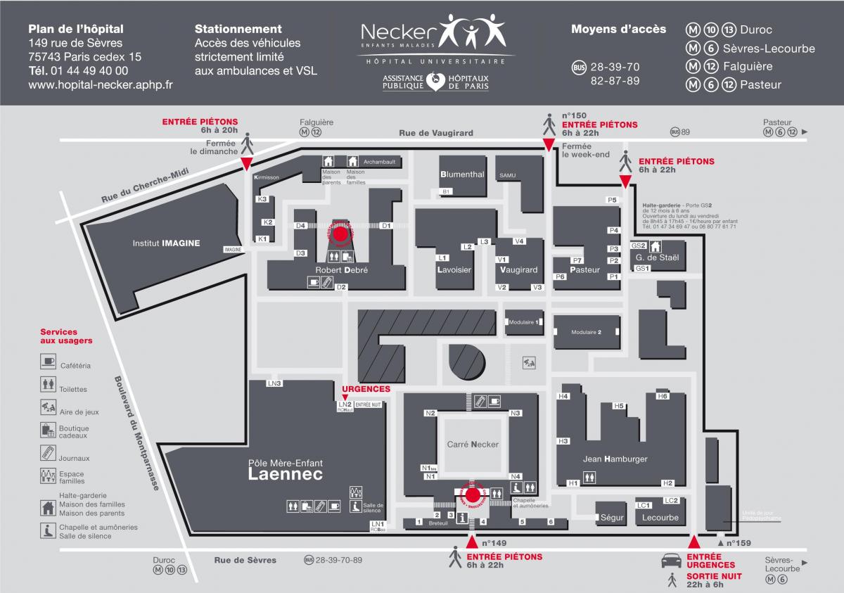 Mapa nemocnice Necker