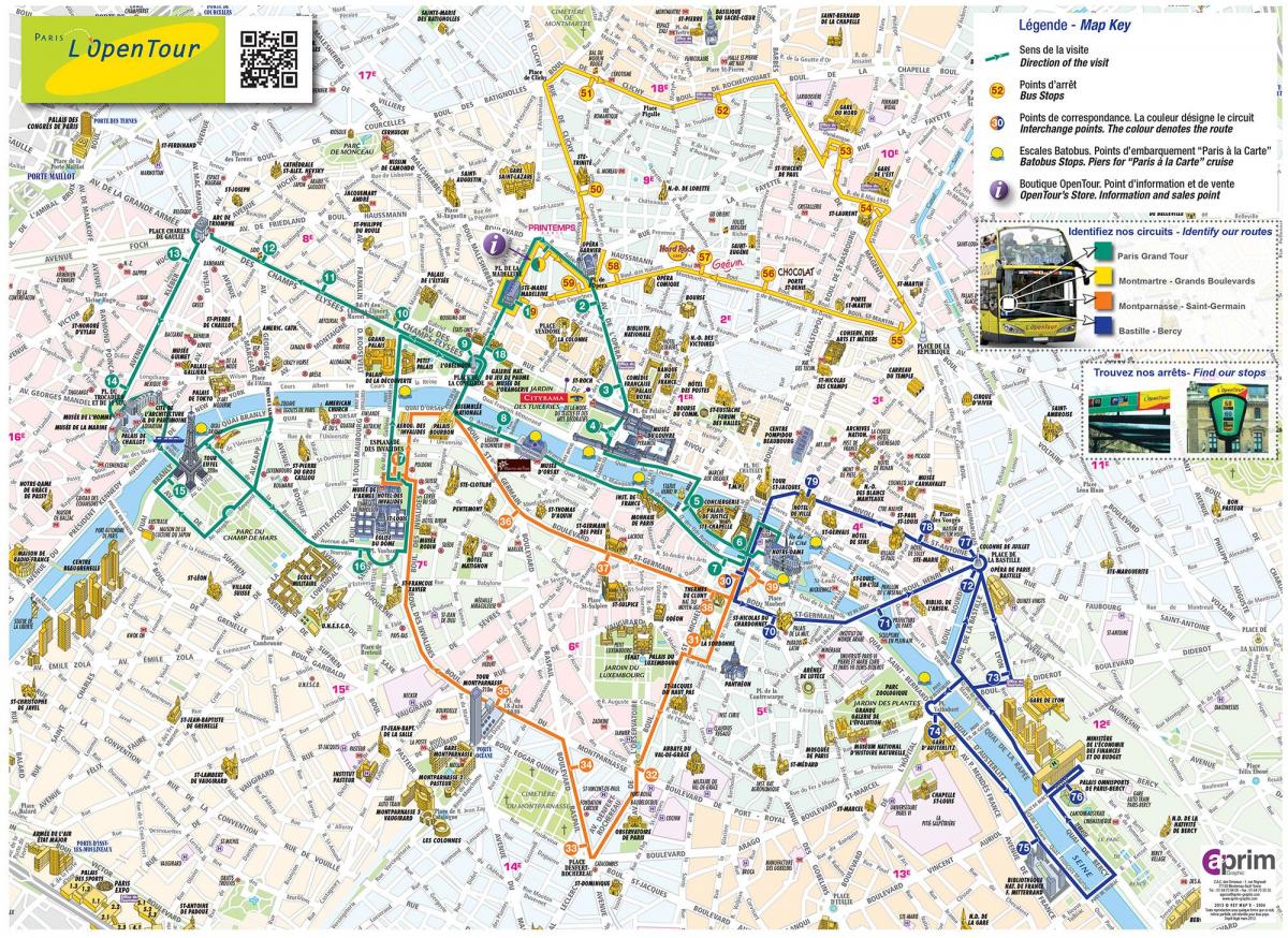 Mapa Open tour Paříž