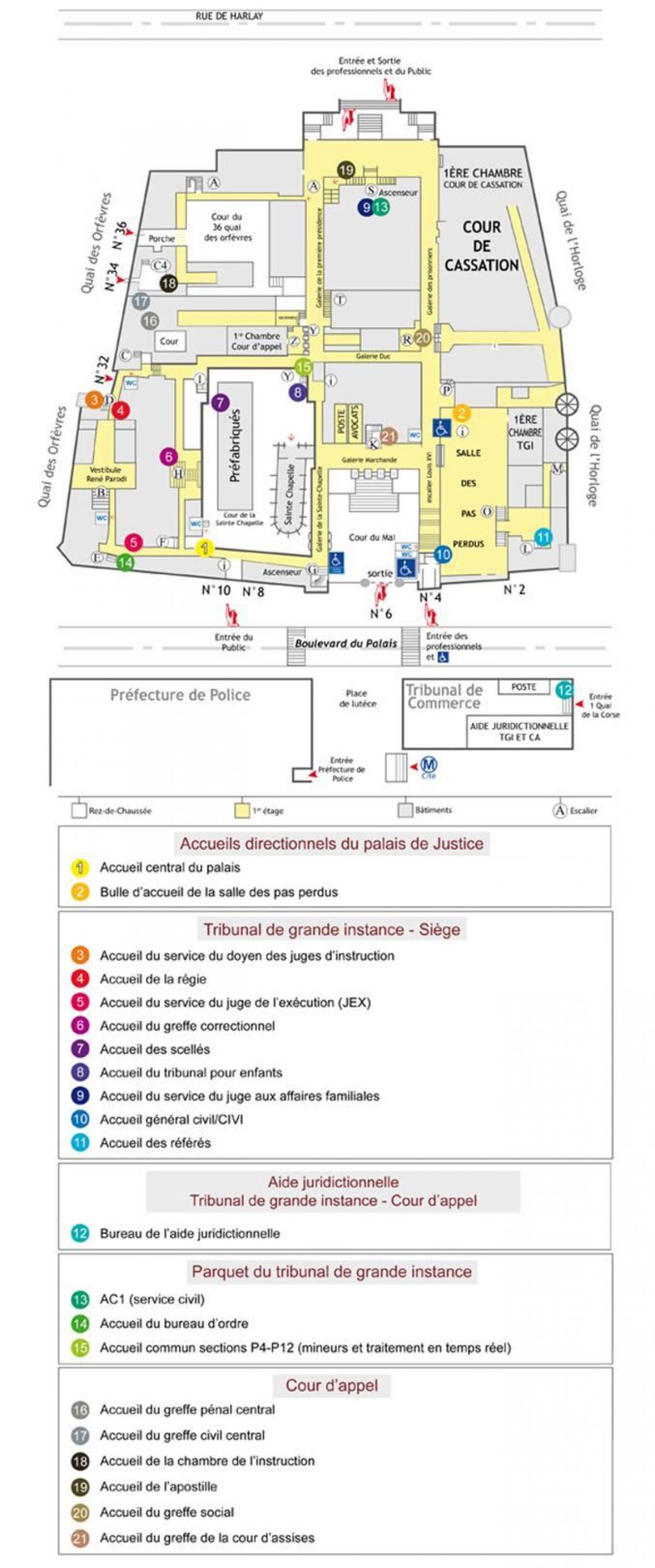 Mapa Palais de Justice Paříž