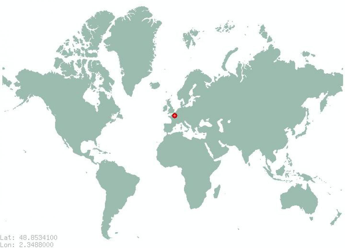 Mapa paříže na mapě Světa