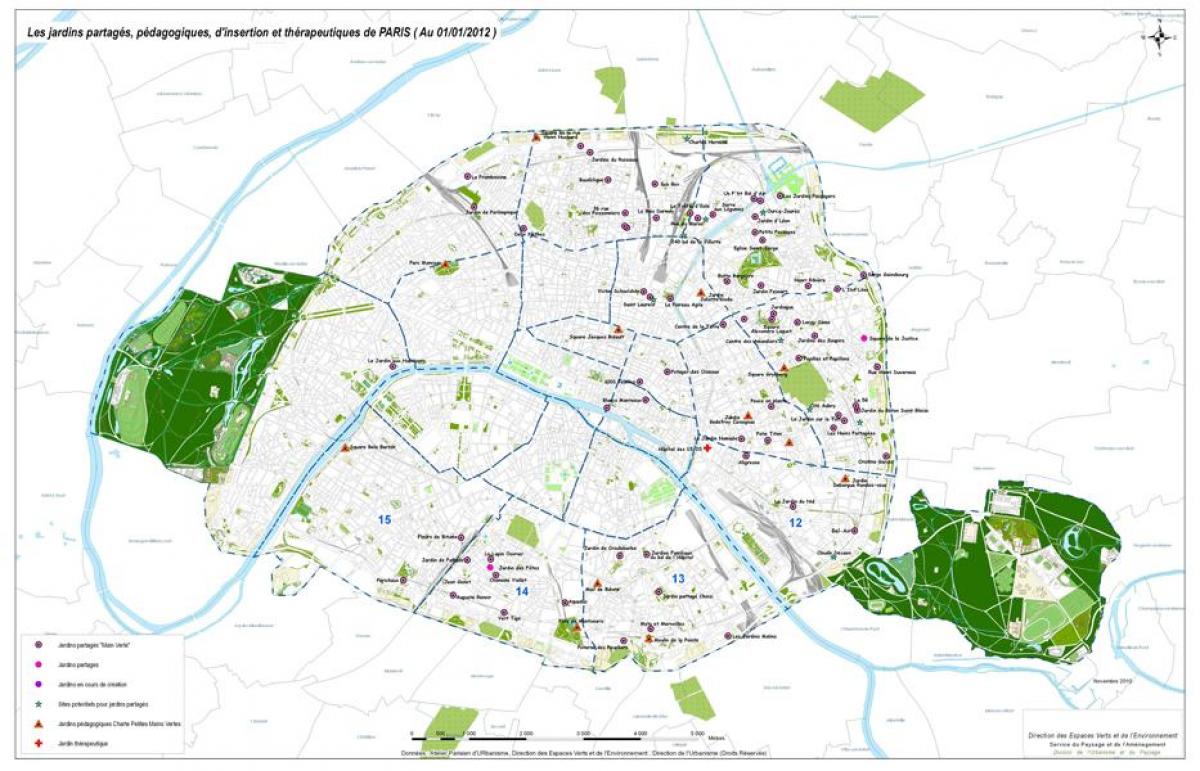 Mapa paříže zahrady