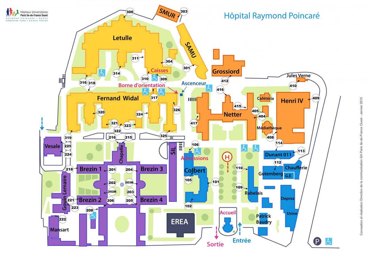 Mapa Raymond Poincaré nemocnice
