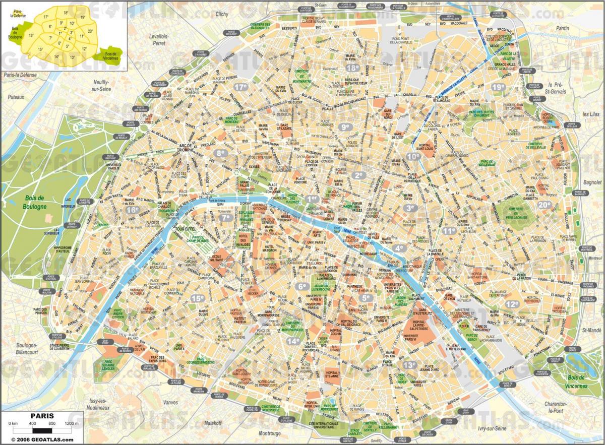 Mapa Ulicích Paříže