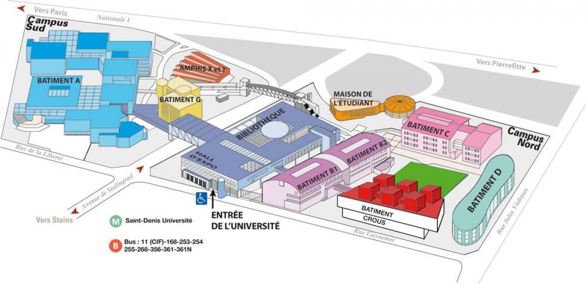 Mapa z Univerzity Paris 8