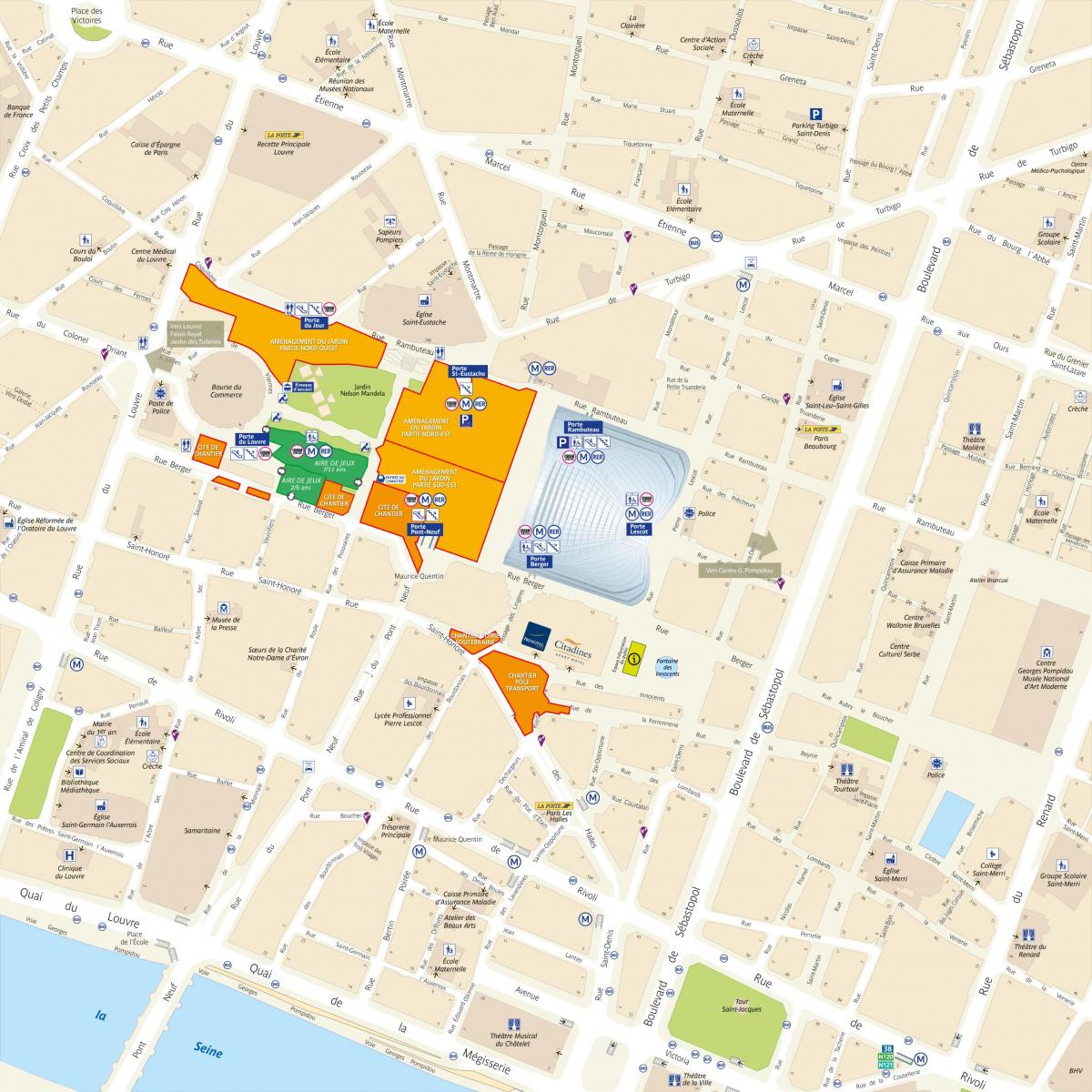 Mapa Čtvrti Les Halles