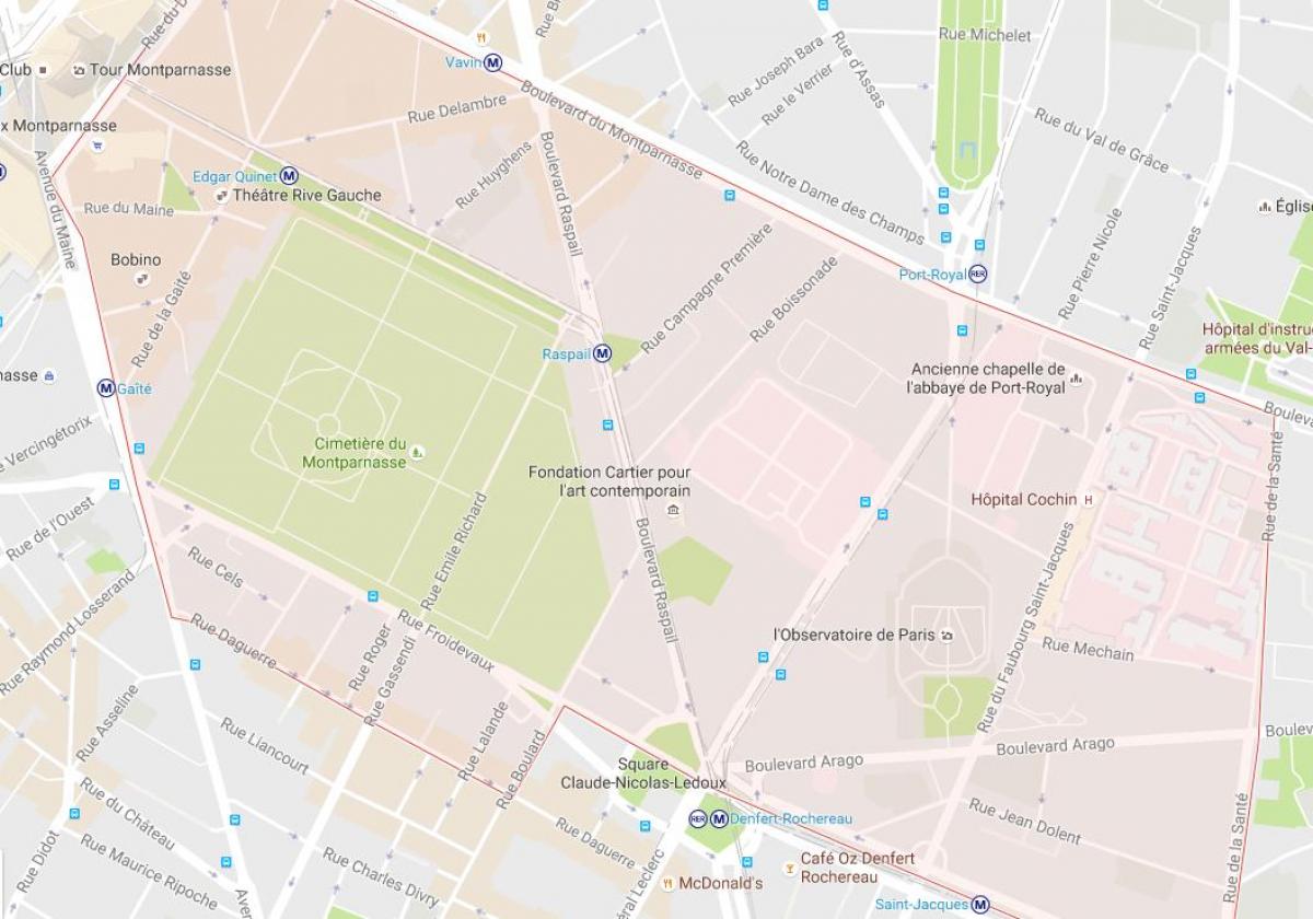 Mapa Čtvrti Montparnasse