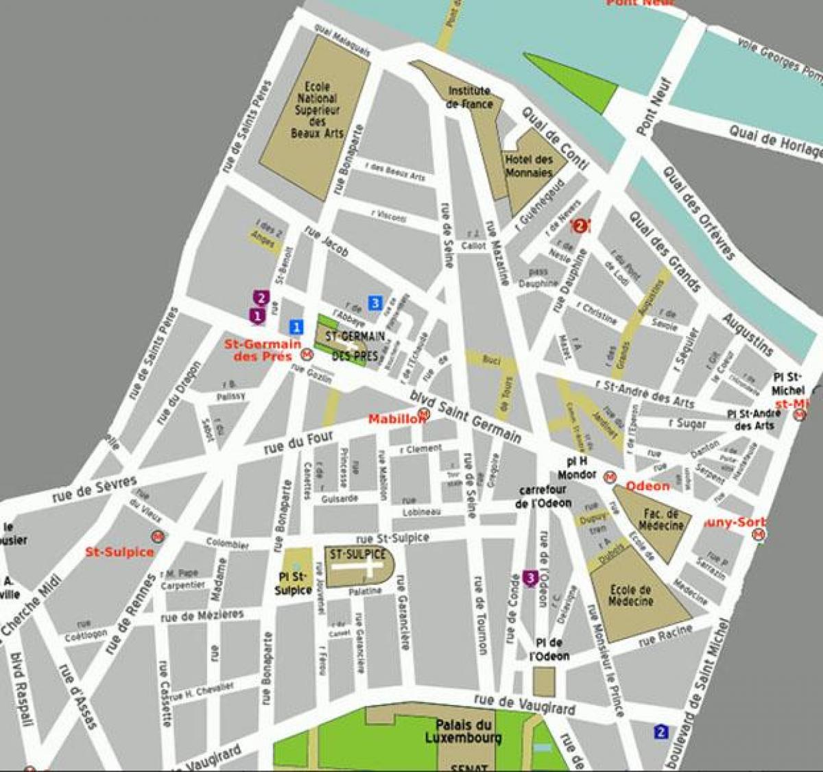 Mapa Čtvrti Saint-Germain-des-Prés