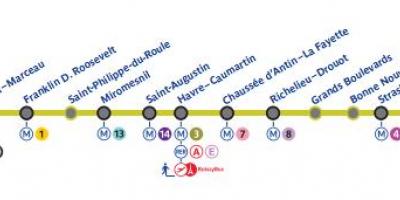Mapa Paris metro linka 9