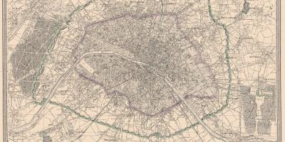 Mapa Paříž, 1850