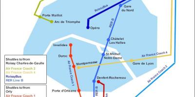 Mapy Paříže, doprava z letiště