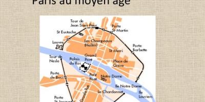 Mapa Paříže ve Středověku
