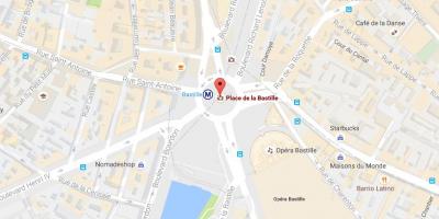 Mapa náměstí Place de la Bastille