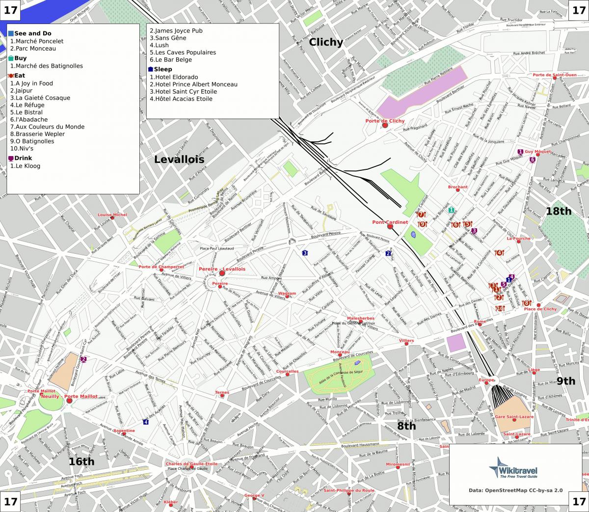 Mapa 17. arrondissement Paříže
