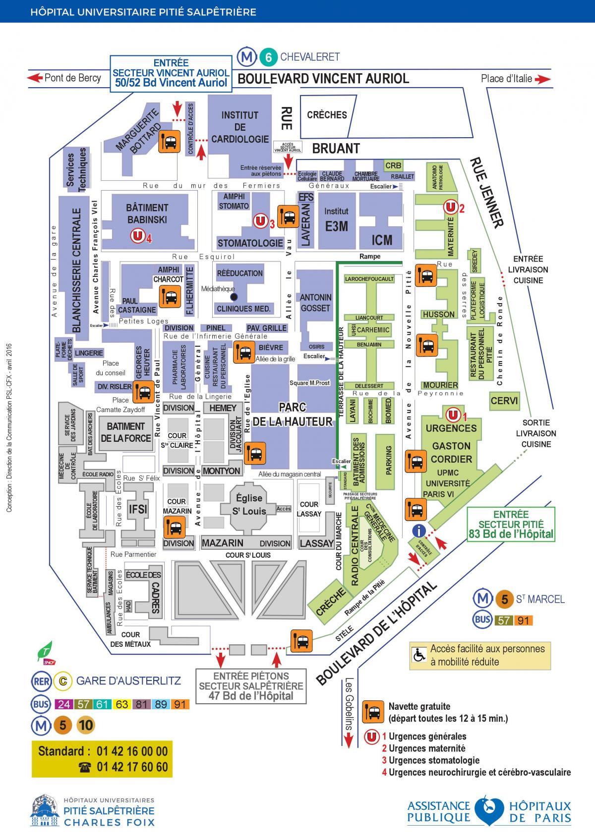 Mapa bazilika sacré Coeur, nemocnice