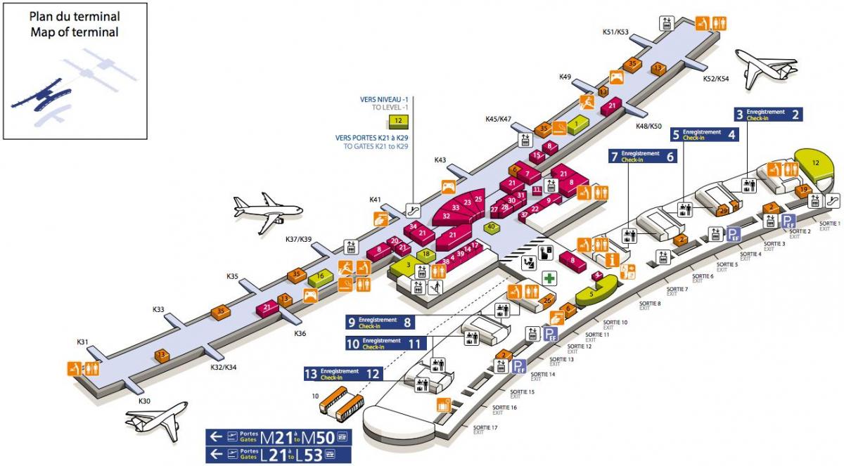 Mapa CDG letiště terminál 2E