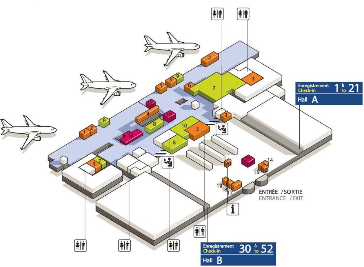 Mapa CDG letiště terminál 3