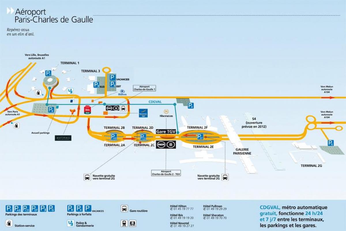 Mapa letiště Charles de Gaulle