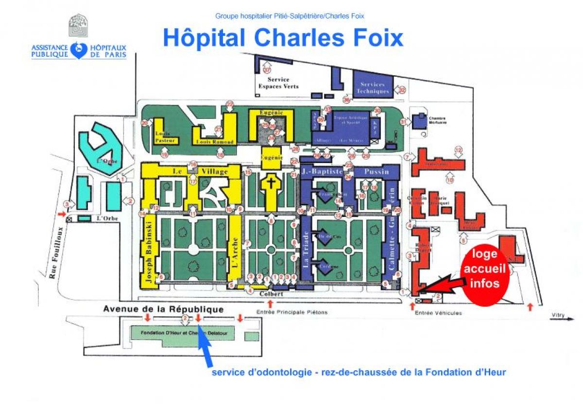 Mapa Charles-Foix nemocnice
