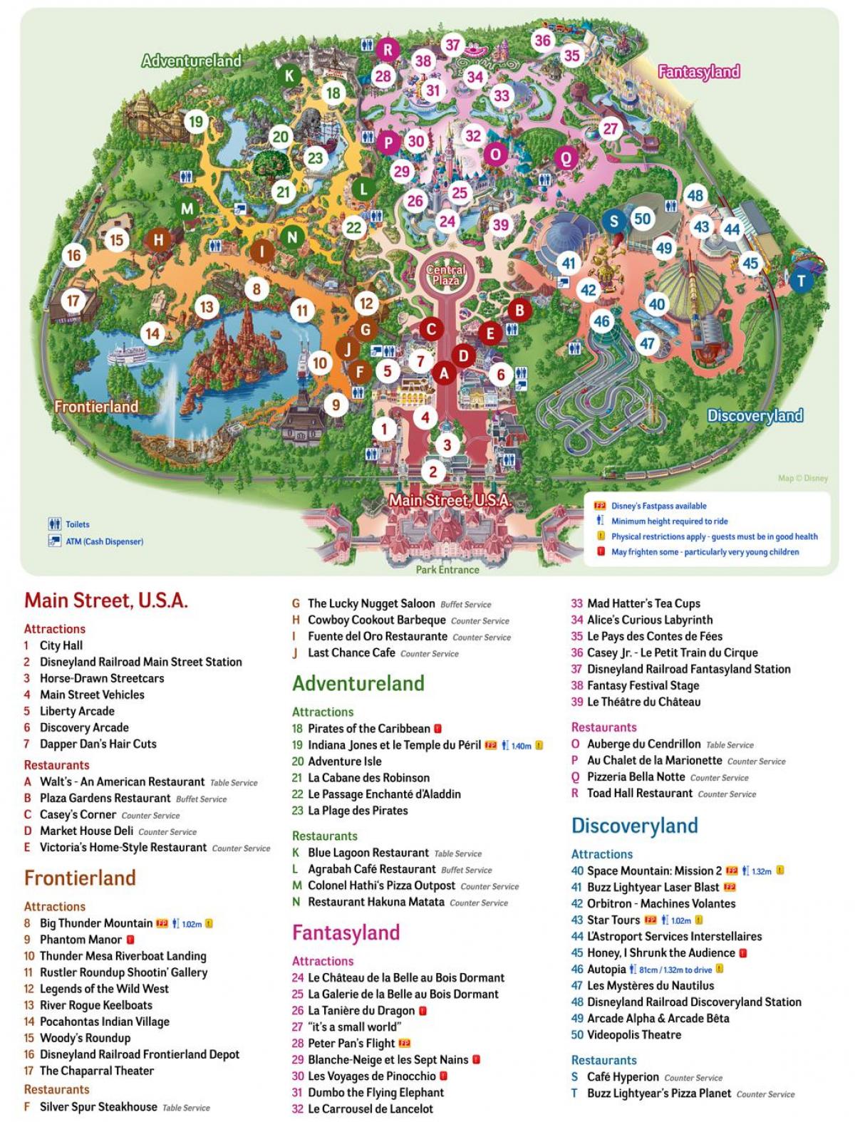 Mapa zábavního parku Disneyland Paris