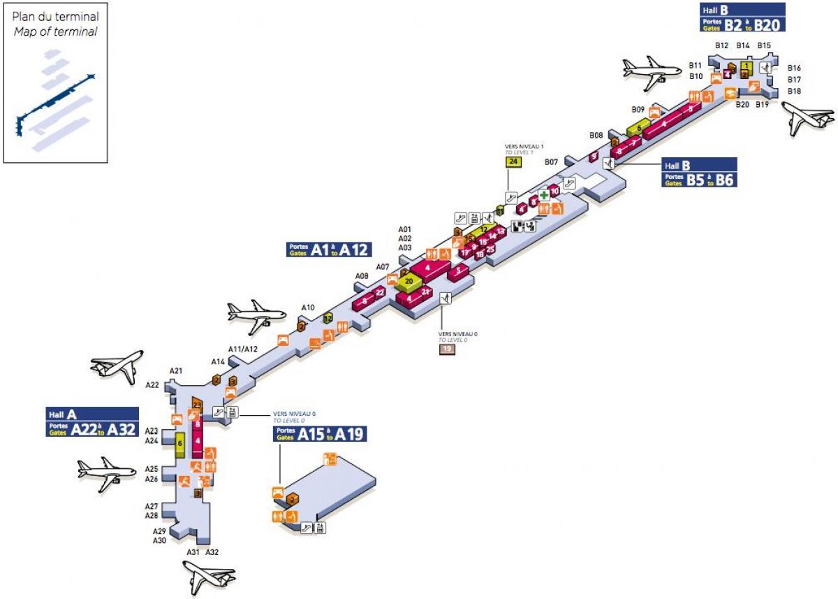 Mapa Orly letiště Jih