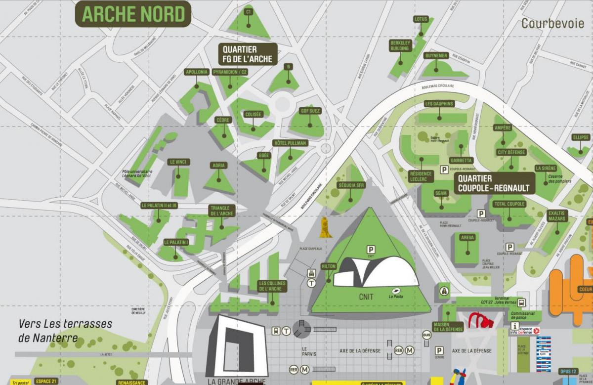 Mapa La Défense Severní Arche