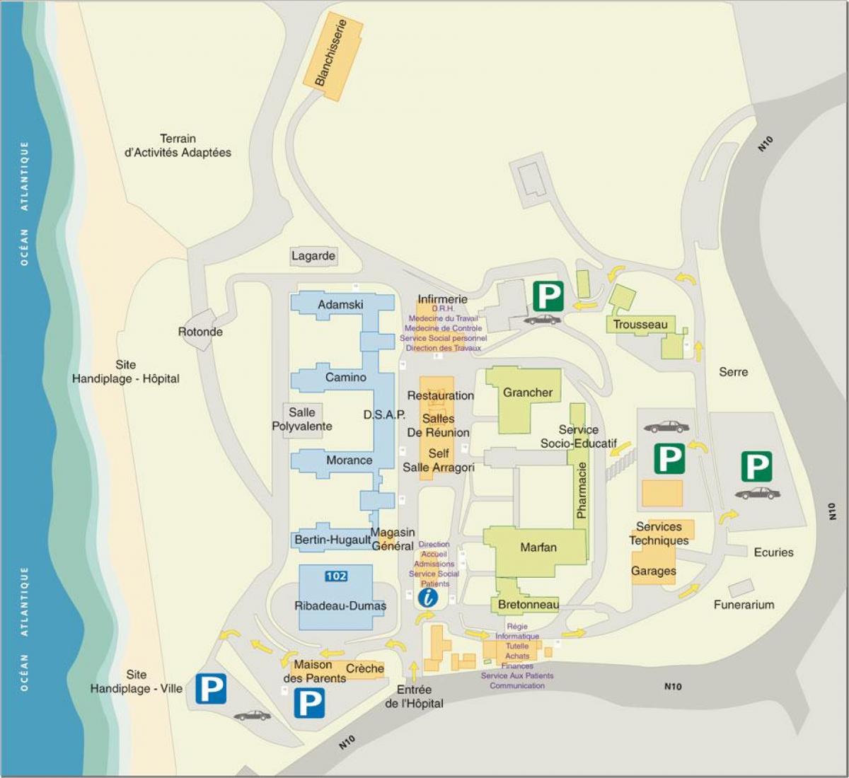 Mapa Marin de Hendaye nemocnice