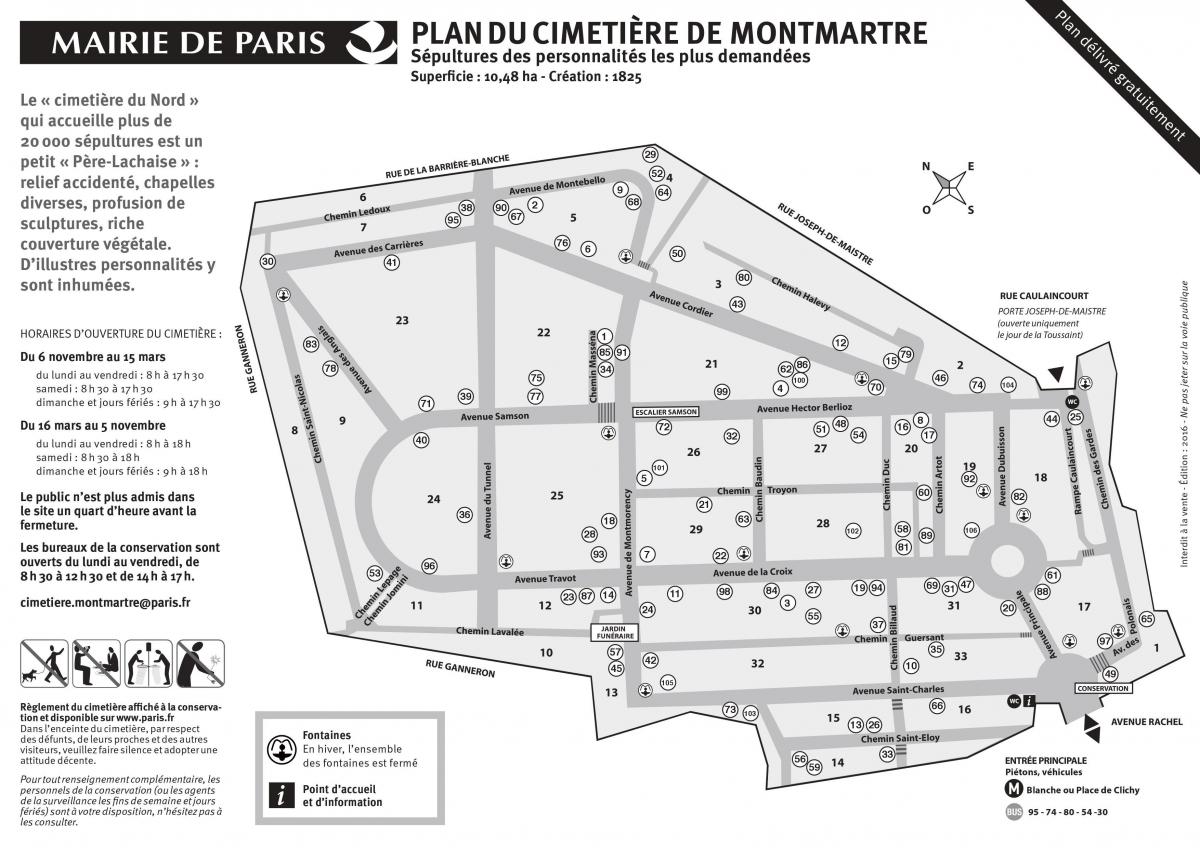 Mapa Montmartre Hřbitov