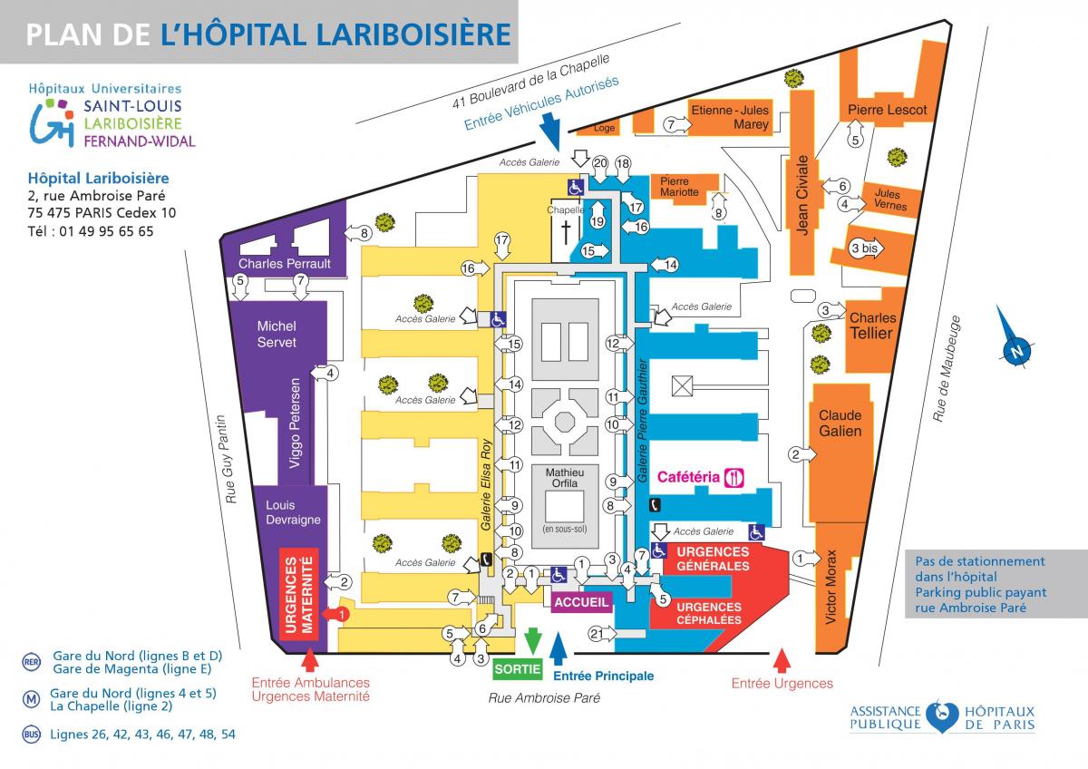 Mapa nemocnice Lariboisiere