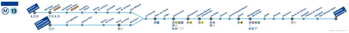 Mapa Pařížského metra na lince 13