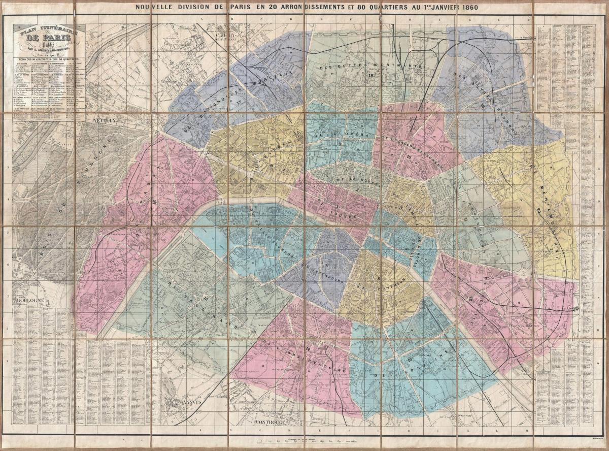 Mapa Paříž, 1860