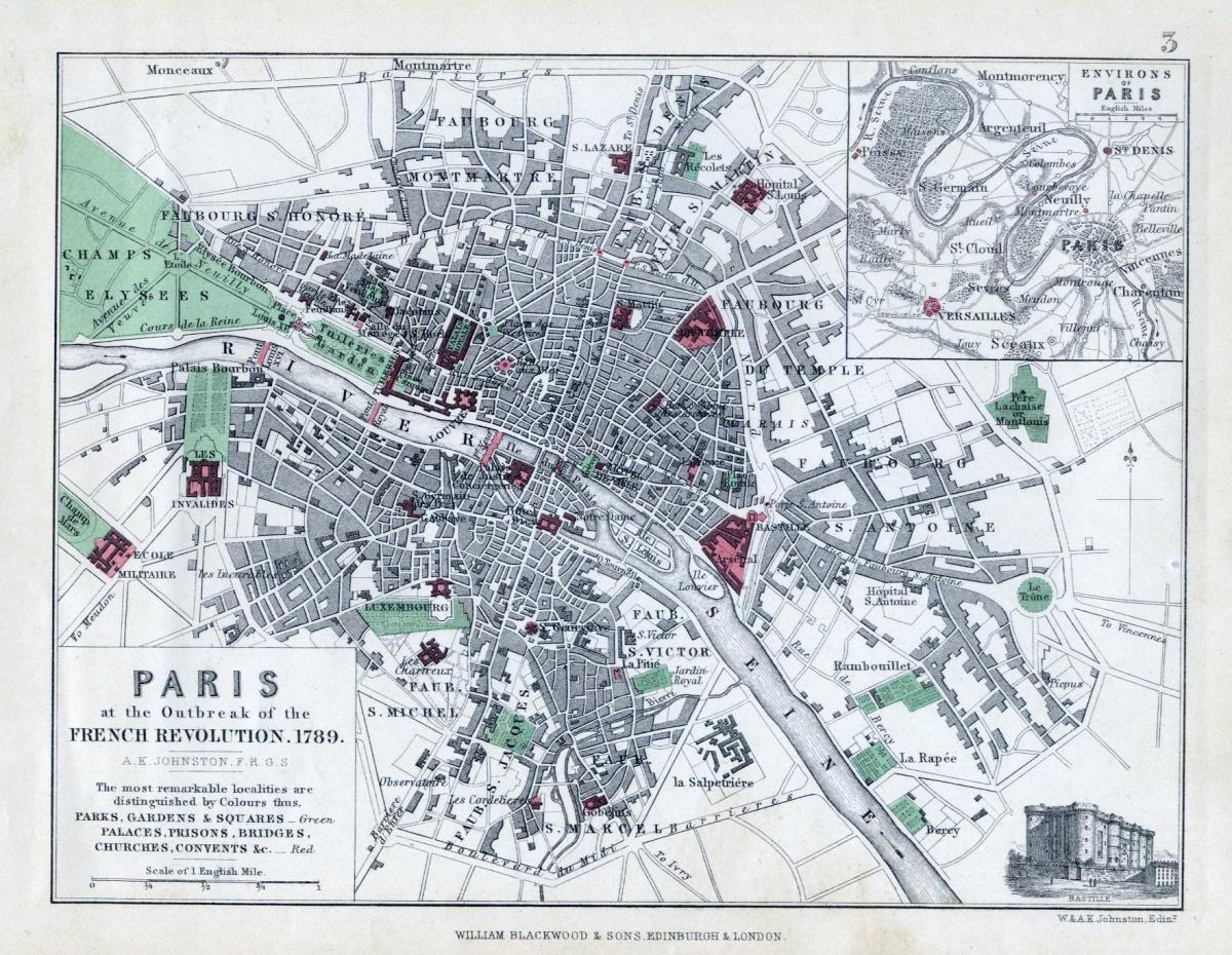 Mapa Paříže roku 1789