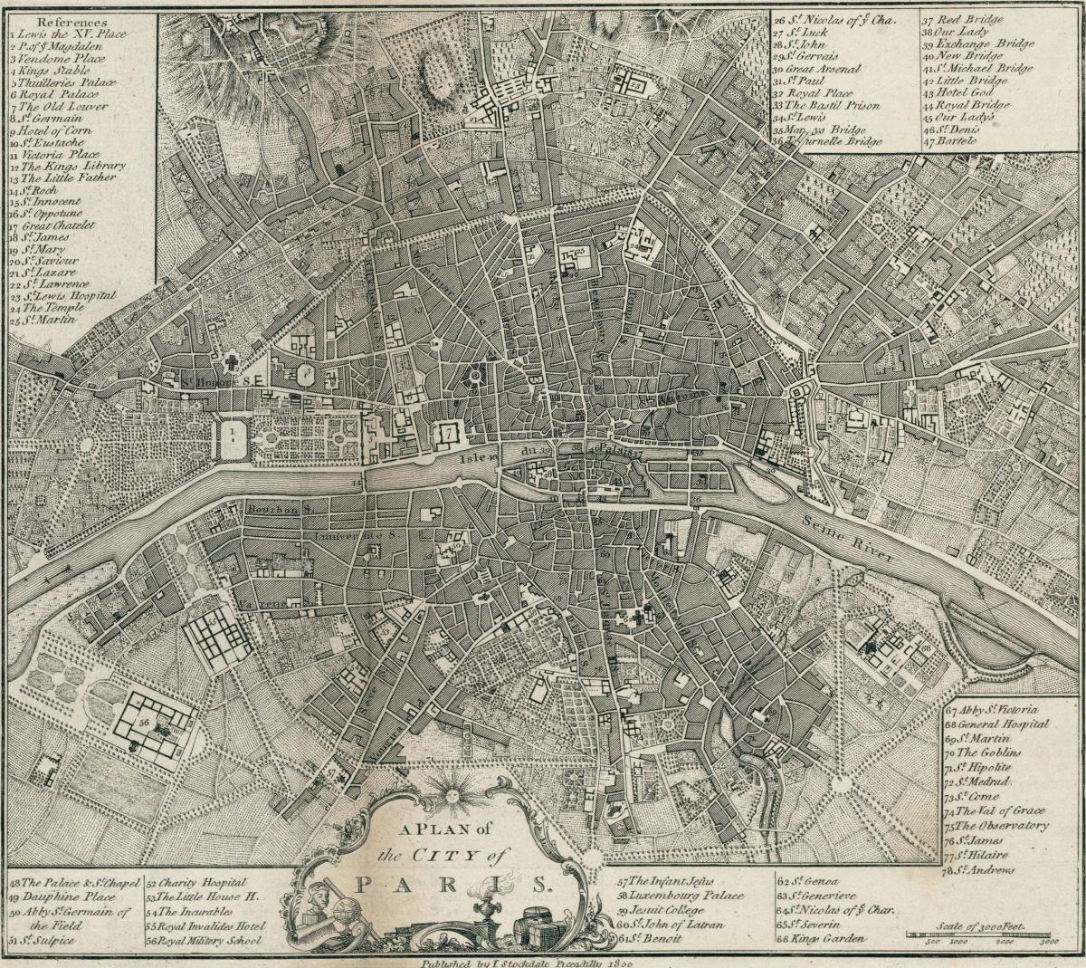 Mapa Paříže 1800