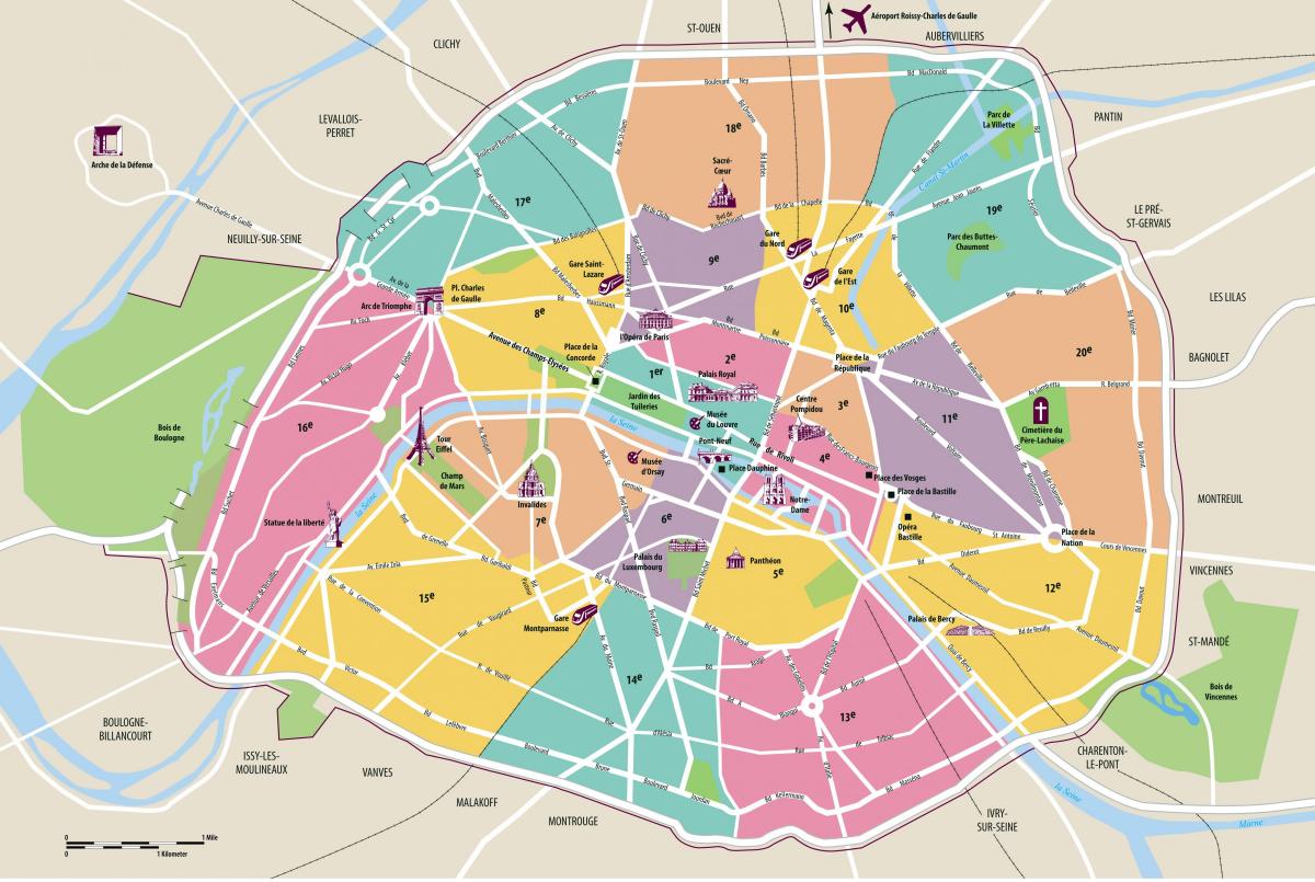 Mapa Paříže intramurální