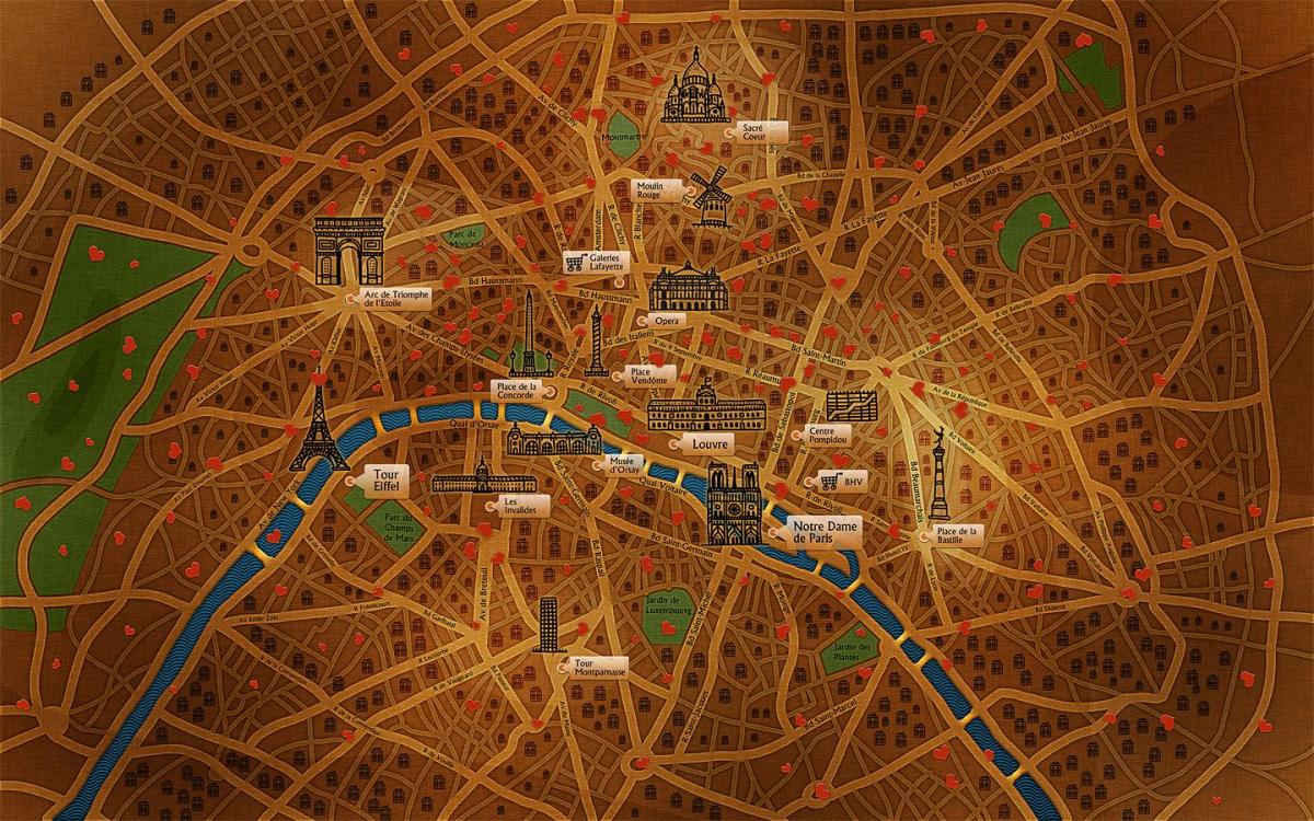 Mapa Paříž tapety