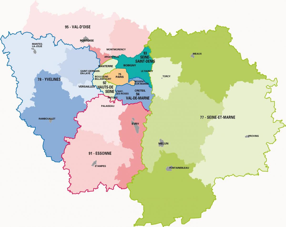 Mapa région parisienne