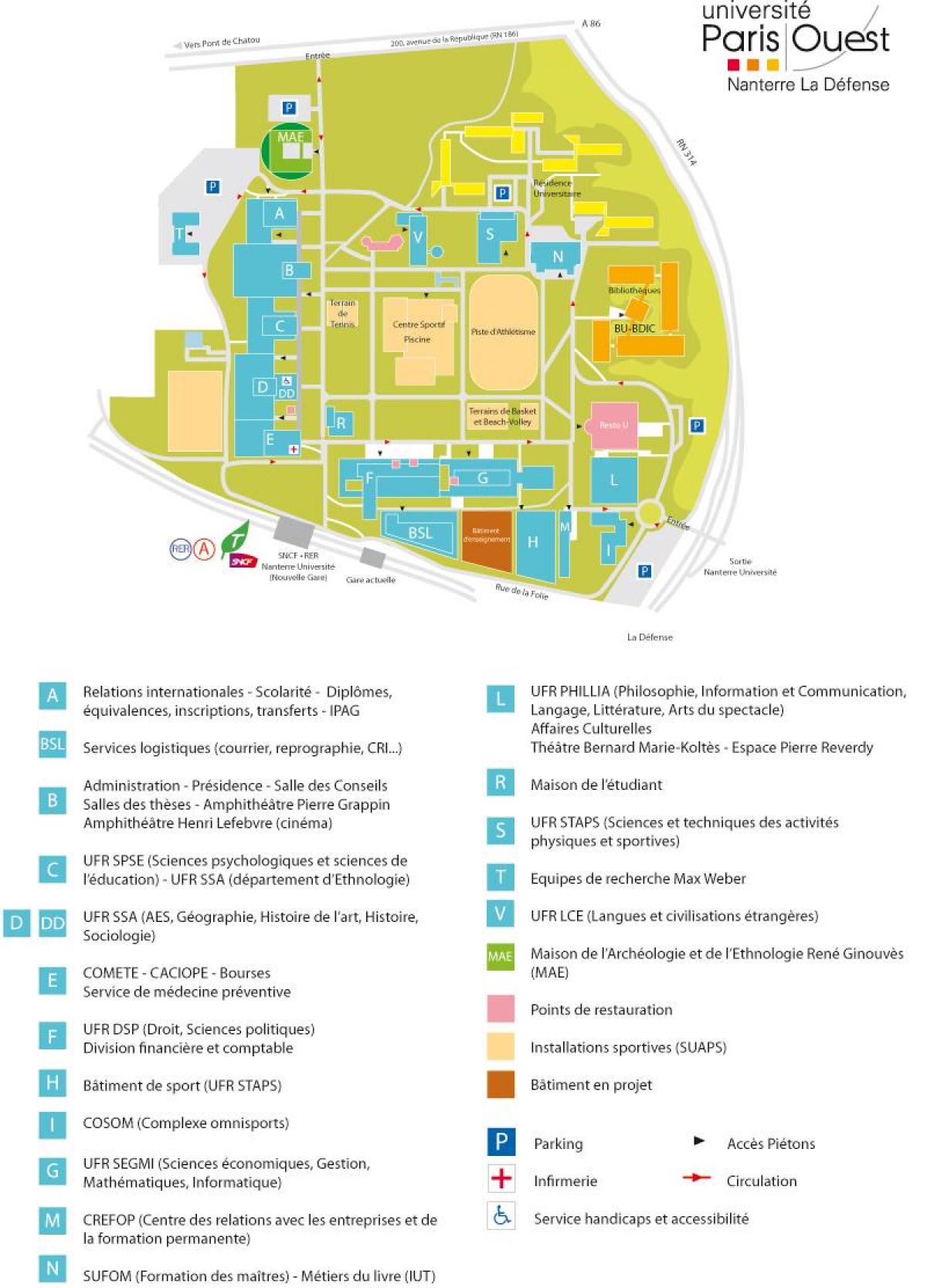 Mapa Univerzitě Nanterre