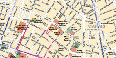 Mapa Gay čtvrti ve městě Paříž