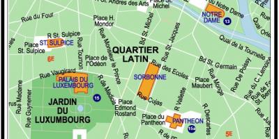 Mapa latinské Čtvrti ve městě Paříž
