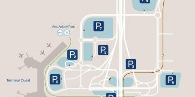 Mapa parkování na letišti Orly
