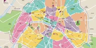 Mapa turistických atrakcí v Paříži
