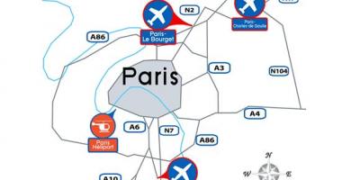 Mapa Paříže letiště