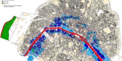 Mapa Paříže povodní